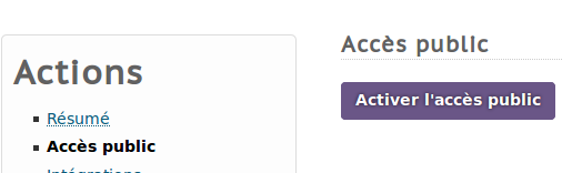 Activer l'accès public