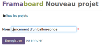 Formulaire de création de projet