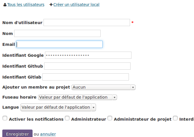 Nouvel utilisateur