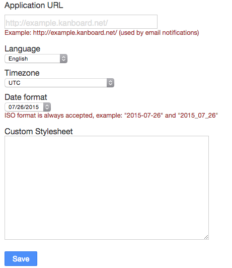 Application settings