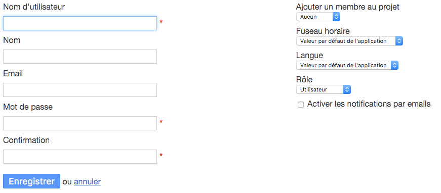 Nouvel utilisateur