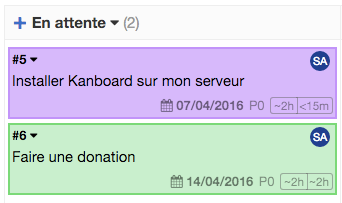 Tâches dépliées
