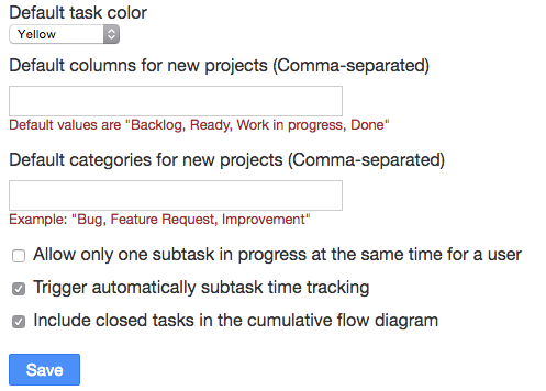 Project settings