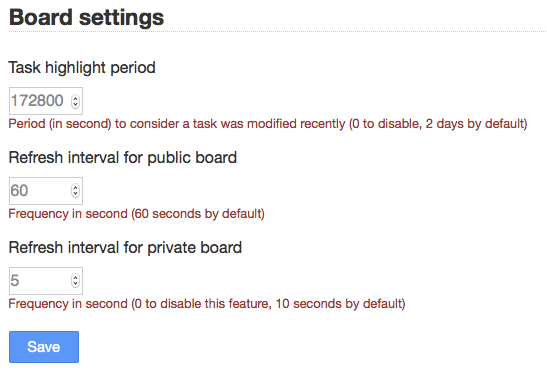 Board settings