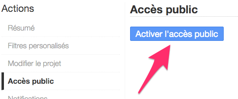 Activer l'accès public